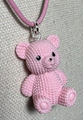 Adorable Pink Teddy Bear Pendant On Cord Necklace By 927 Designs