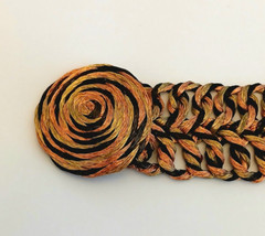 Greek Double Loop Copper Wire Bracelet Black and Orange