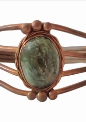 Antique Handmade Seraphinite Solitaire Gemstone Cuff Bracelet Wrap Brass copper