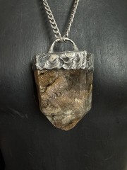 Garden Quartz Lodolite Crystal Necklace Pendant Statement Jewelry Chunky Necklac
