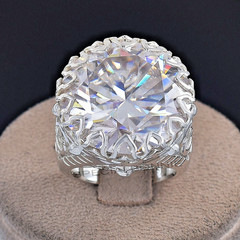 Certified 36.Ct White Diamond Solitaire Cocktail Ring-FREE Diamond Studs