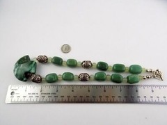 Sterling Silver Clasp Green Aventurine and White Agate Mixed Necklace 925 18.5In