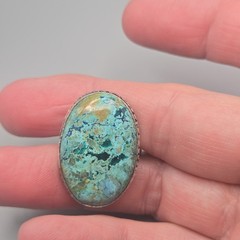 925 Sterling Silver Chrysocolla Statement Ring Size 9.5 Turquoise