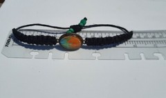 TEAL and ORANGE! Black Organic Hemp Square Knot Bracelet 1/3″ thick beaded end