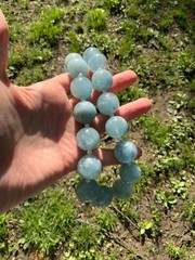 Huge Aquamarine Bead Necklace Artisan Handcrafted