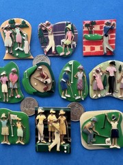 Vintage Jewelry Lot Lucinda Pin Not House Woman Golf Golfer Pin 10 Pc Whimsical