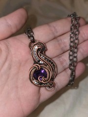 Wire Wrapped Amethyst Topaz Pendant Handmade