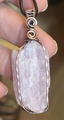 Raw Kunzite Crystal ~ Handmade Copper wire wrapped pendant jewelry 6h