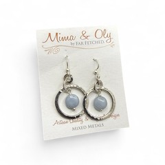 Far Fetched Entwined Circles Angelite Dangle Earrings Silver Plated Mima Oly NEW
