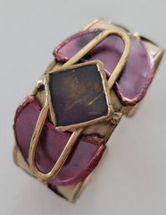 Brutalist Cuff Bracelet Fired Brass Copper Modern Design Unique Hand made