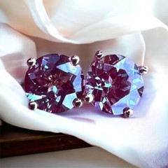 Lab Grown Alexandrite Earrings 18K Rose Gold Vermeil, June Birthstone
