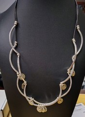Lizzy James Handmade In USA Leather & Metal W/Metal Beads & Charms 20″ Necklace