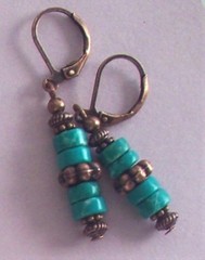 dark BLUE HOWLITE HEISHI COPPER earring LEVERBACK artisan #525