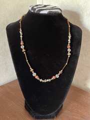 Handmade Copper Silver Multicolor Beaded Necklace 18 Inches Fast Shipping
