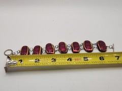 Studio Art Glass Bracelet Dichroic Fused Glass Red Black Artisan Toggle Bracelet