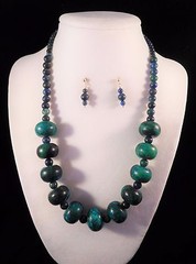 Handcrafted Natural Chrysocolla Necklace & Earrings Set by Healing Light Stones