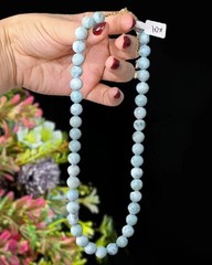 GENUINE LARIMAR BEADED NECKLACE DOMINICAN PECTOLITE OCEAN BLUE GEM