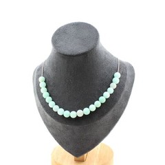 Necklace 20 Amazonite Beads 8 Mm. Stainless Steel Chain Women’s Necklace, Ho