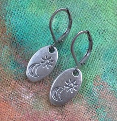 Moon Star Handmade Artisan Silver Sundance Charm Earrings handcrafted