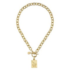 Susan Shaw Bird Bam Mahjong Tile Toggle Link Necklace 24kt TGP 16″ $136 NEW!
