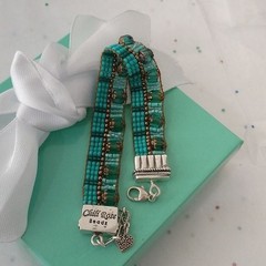 Chili Rose Beadz by Adonnah Langer «Happiness in Turquoise» Beaded Bracelet 7-8″