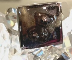 Handcrafted Art Resin Adjustable Open Ring, Teddy Bear Wings, Stainless Steel