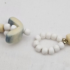 Artisan Blue & Natural Tagua Nut Set Statement Necklace/Earrings Eco-Friendly