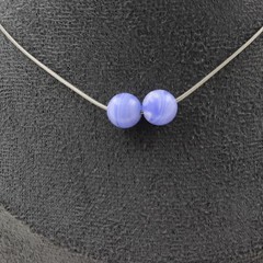 Stones And Minéraux. Necklace 2 Agate Beads Crazy Lace Blue 0 5/16in IN Caie