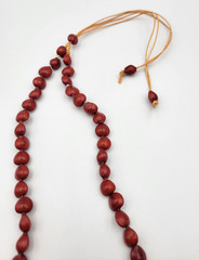 Island Red Seed Necklace Coral Bead Plant Woven on Cord Adjustable Ethnic Boho