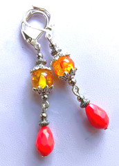YELLOW RED LAMPWORK acrylic dangle earring SP LEVERBACK handcrafted XLW