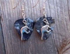 Kangaroo Charm Guitar Pick Earrings with Surgical Steel Earwires