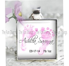 Custom New Baby Girl Feet Pendant Charm or Key Chain Personalized Baby Keepsake