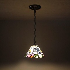Hummingbird Flower Tiffany Style Stained Glass Ceiling Pendant Light Fixture, 8″