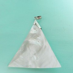 2 1/4″ Natural White Mother of Pearl Shell Handmade Sterling Pendant Necklace