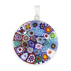 Glass Of Venice Murano Glass Millefiori Pendant Necklace Round Multicolor in .92