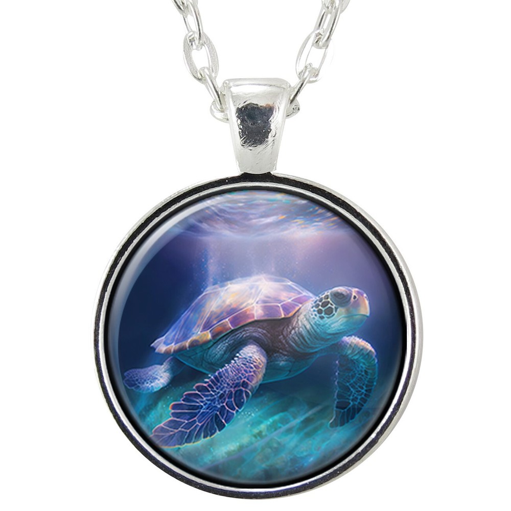 Fantasy Sea Turtle Pendant Necklace, Handmade Underwater Art, Enchanting Colors