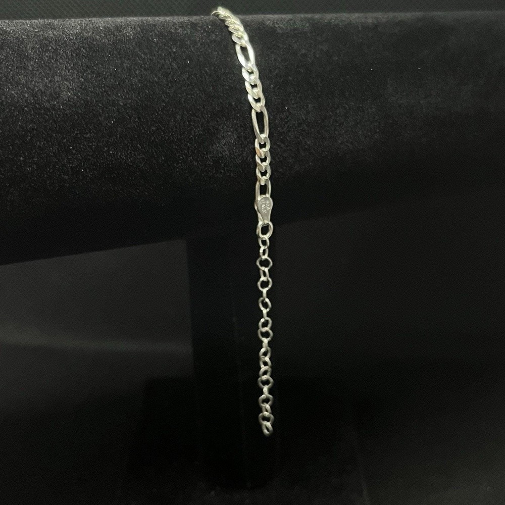 Tobillera De Plata 925 Con Diseño Fígaro, 925 Silver Anklet – 9 Inch