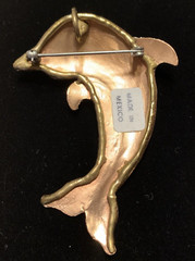 Artisan Copper Dolphin Brooch Pin Pendant Coastal Nautical Mexico