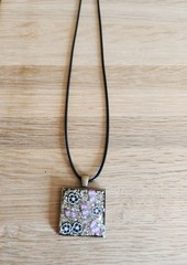 HANDMADE RESIN NECKLACE WITH POLYMER CLAY PIECES