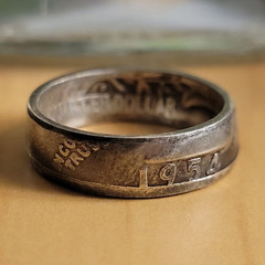 Handmade 90% Silver Ring Size 5.25 Liberty 1954 USA Quarter Coin Ring