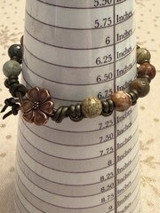 Rustic Gemstone And Leather Hand knotted Bracelet, 6.75”