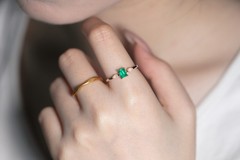 Starry Night Mexican Fire Opal Diamond Engagement Ring 18K Yellow Gold