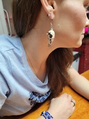 Turkey Vulture museum grade 3D replica skull bone earrings euromount style new
