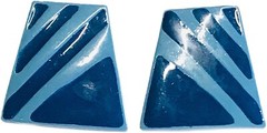 Vintage Two Tone Blue Stripe Trapezoid Art Earrings Modernist Geometric Fashion