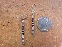 Sugilite Gemstone Opal Handcrafted Petite Bar Earrings Sterling Silver 925 W73
