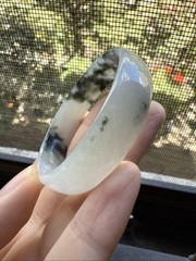 Grade A Untreated Myanmar Burma Jadeite Bangle 53 Mm 純天然翡翠A貨 冰飄花 意境水墨
