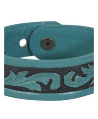 Justin Leather Bracelet Adult Turquoise Southwest Beaded Cuff Western Adjustable