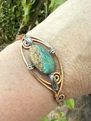 Vintage Artisan Boutique Repurposing Bangle Watch Band Cuff Bracelet Turquoise