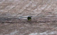 Recycled Early 1900’s Olive Green Wine Bottle and Sterling Silver Stacking Ring
