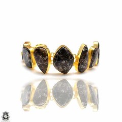 Turritella Jasper Fossil Gold Plated Bracelet GB164